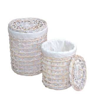 Flechtkorb Set in Creme Weiß Rattan (2-teilig)