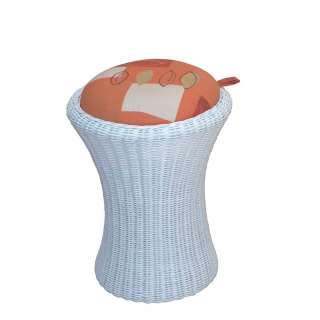 Rattan Hocker in Weiß Bunt