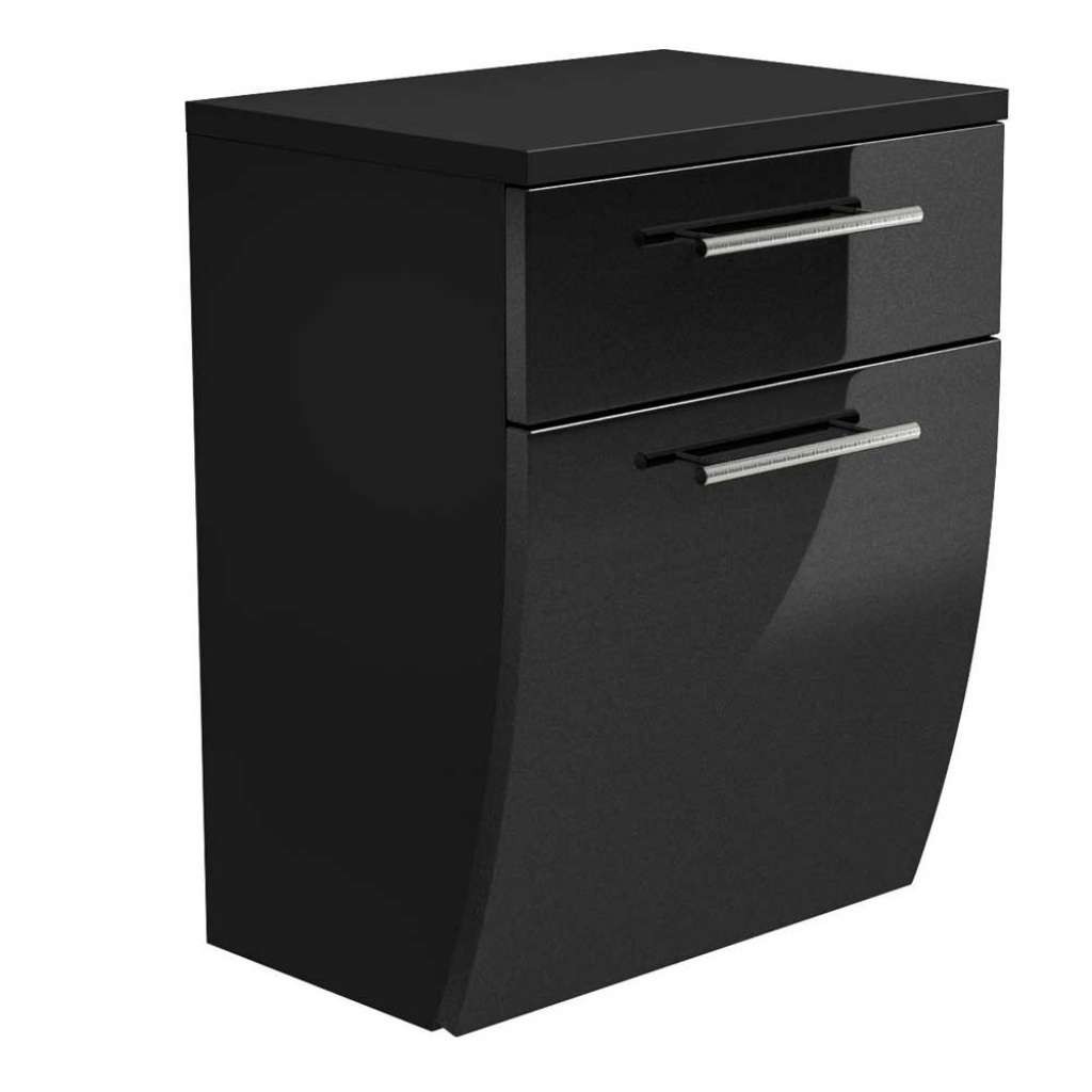 Badezimmer Unterschrank mit Klappe Hochglanz Anthrazit