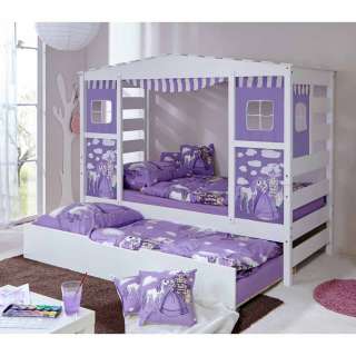 Prinzessin Kinderbett mit Ausziehbett Weiß Lila