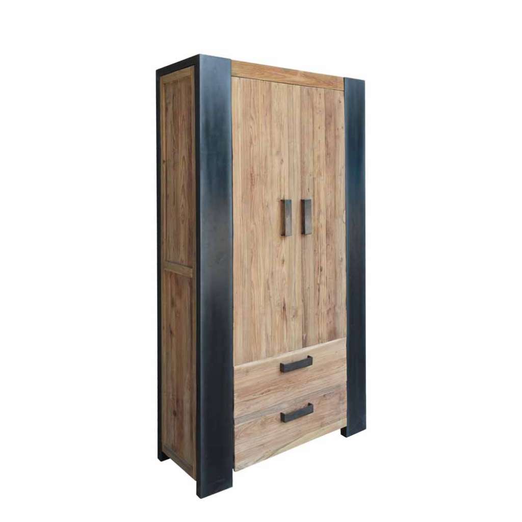 Industry Schrank aus Teak Massivholz Metall Schwarz