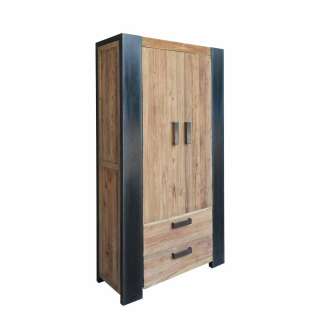 Industry Schrank aus Teak Massivholz Metall Schwarz