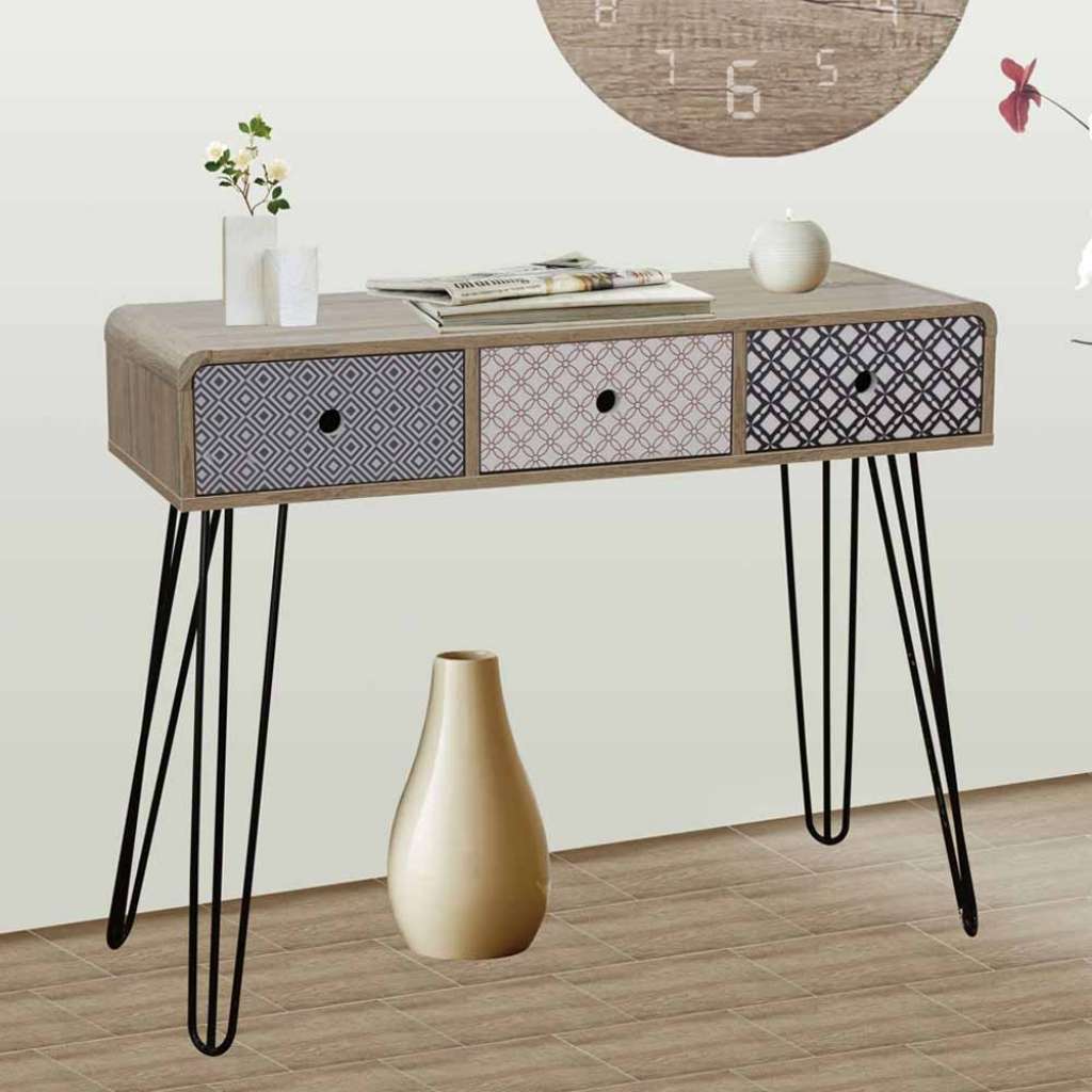 Konsolentisch im Retro Look Bunt gemustert