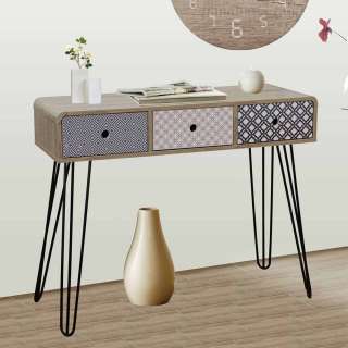 Konsolentisch im Retro Look Bunt gemustert