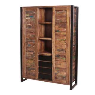 Dielenschrank in Bunt Recyclingholz Eisen