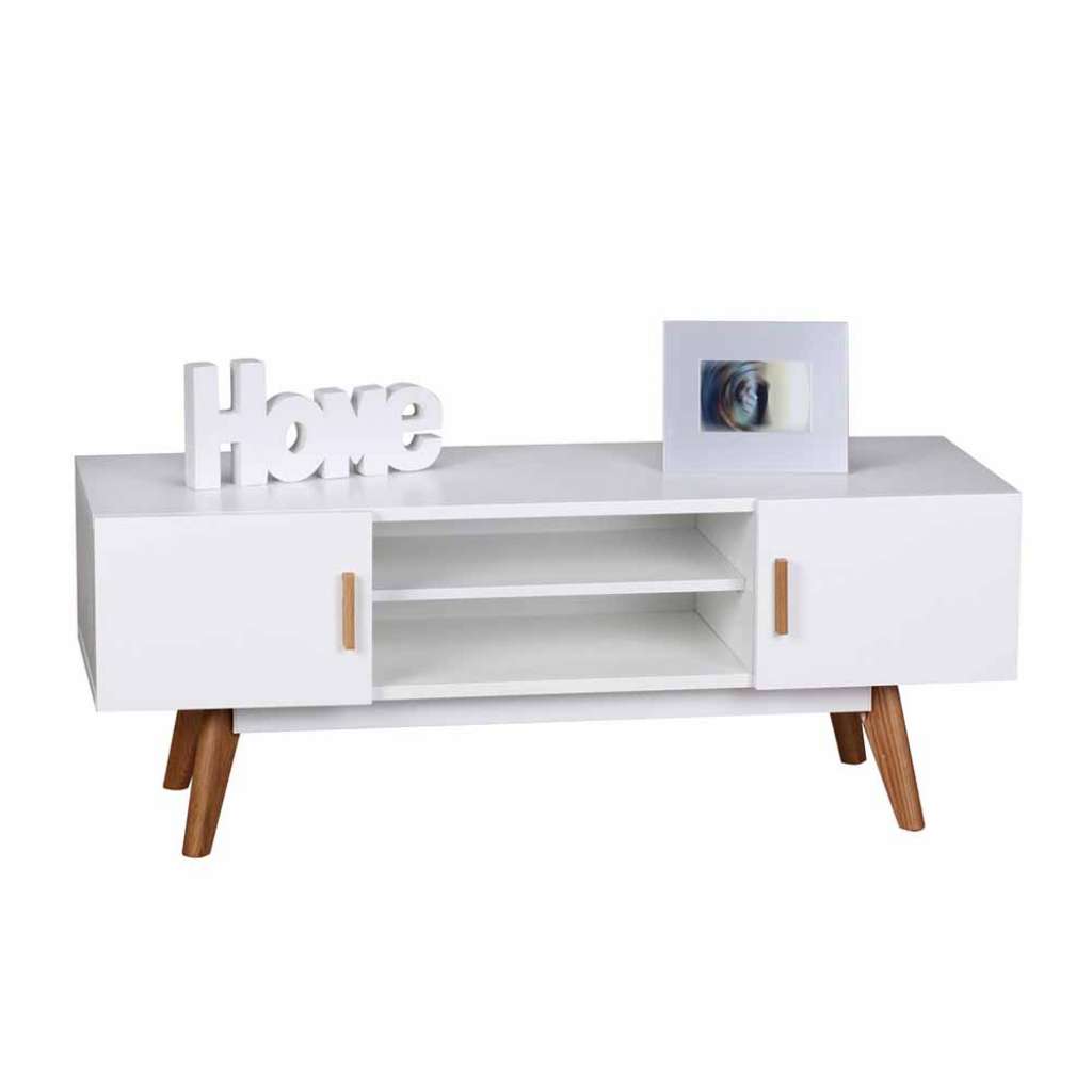 TV Unterschrank in Weiß Eiche 120 cm breit