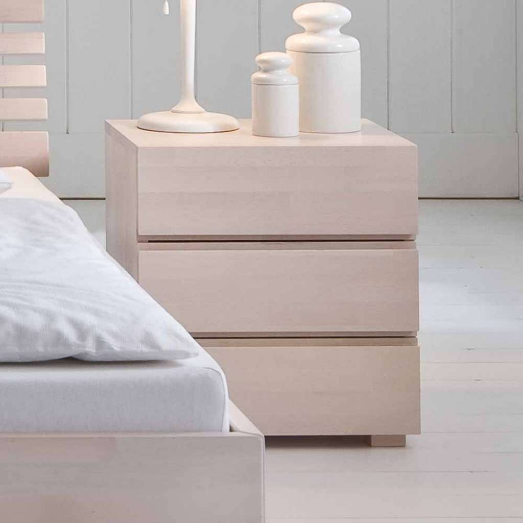 Nachtkonsole in Creme Buche Massivholz
