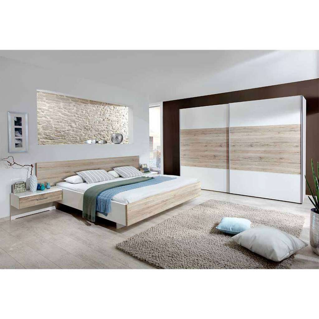 Schlafzimmer Komplettset in Weiß Eiche modern (4-teilig)