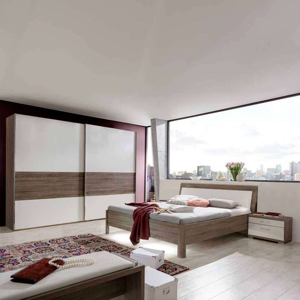 Schlafzimmer Einrichtung in Weiß Trüffeleiche (4-teilig)