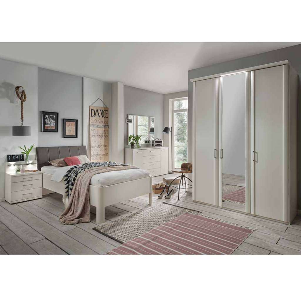 Schlafzimmer Einrichtung in Weiß Bett mit Komforthöhe (5-teilig)