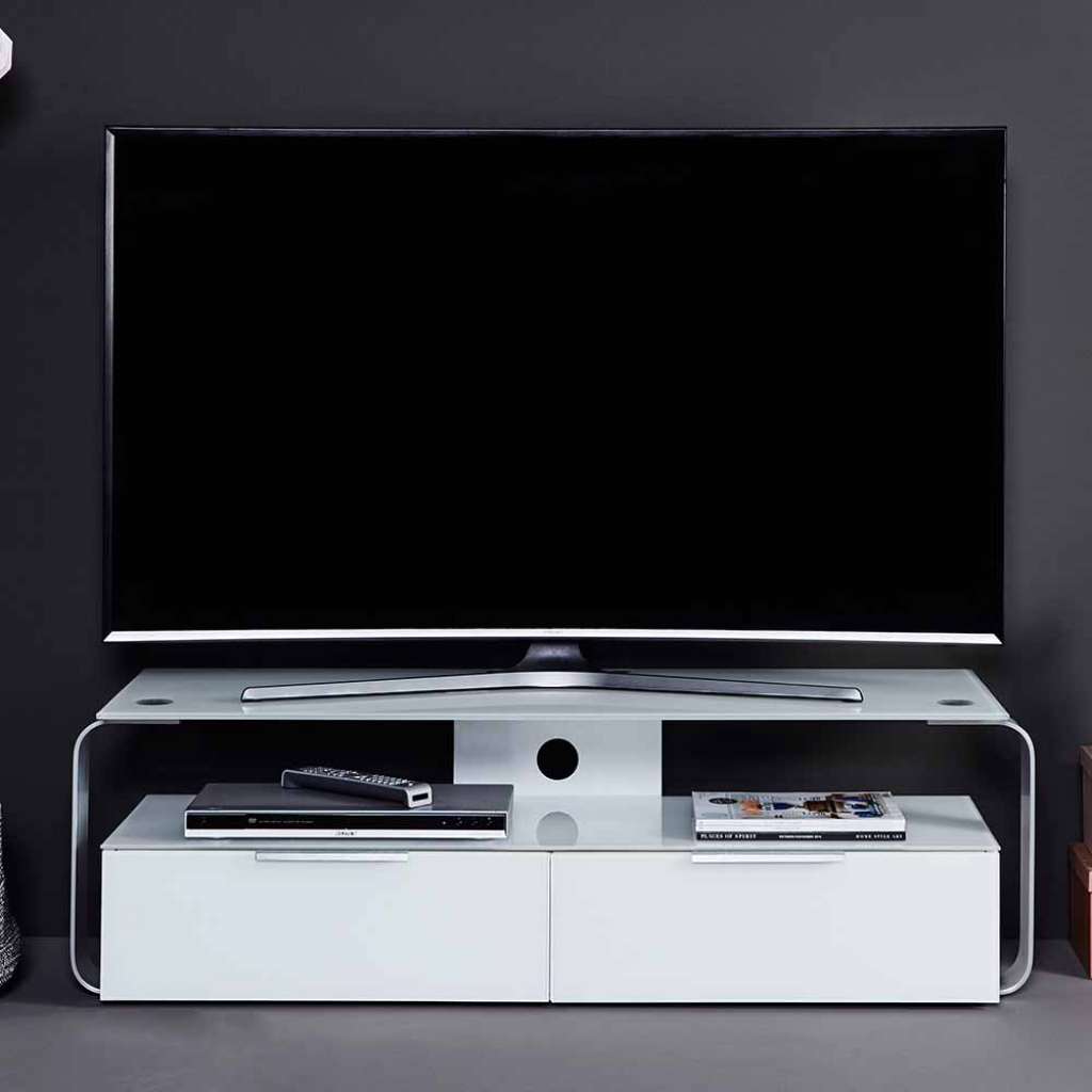 TV Unterschrank in Weiß Glas modern