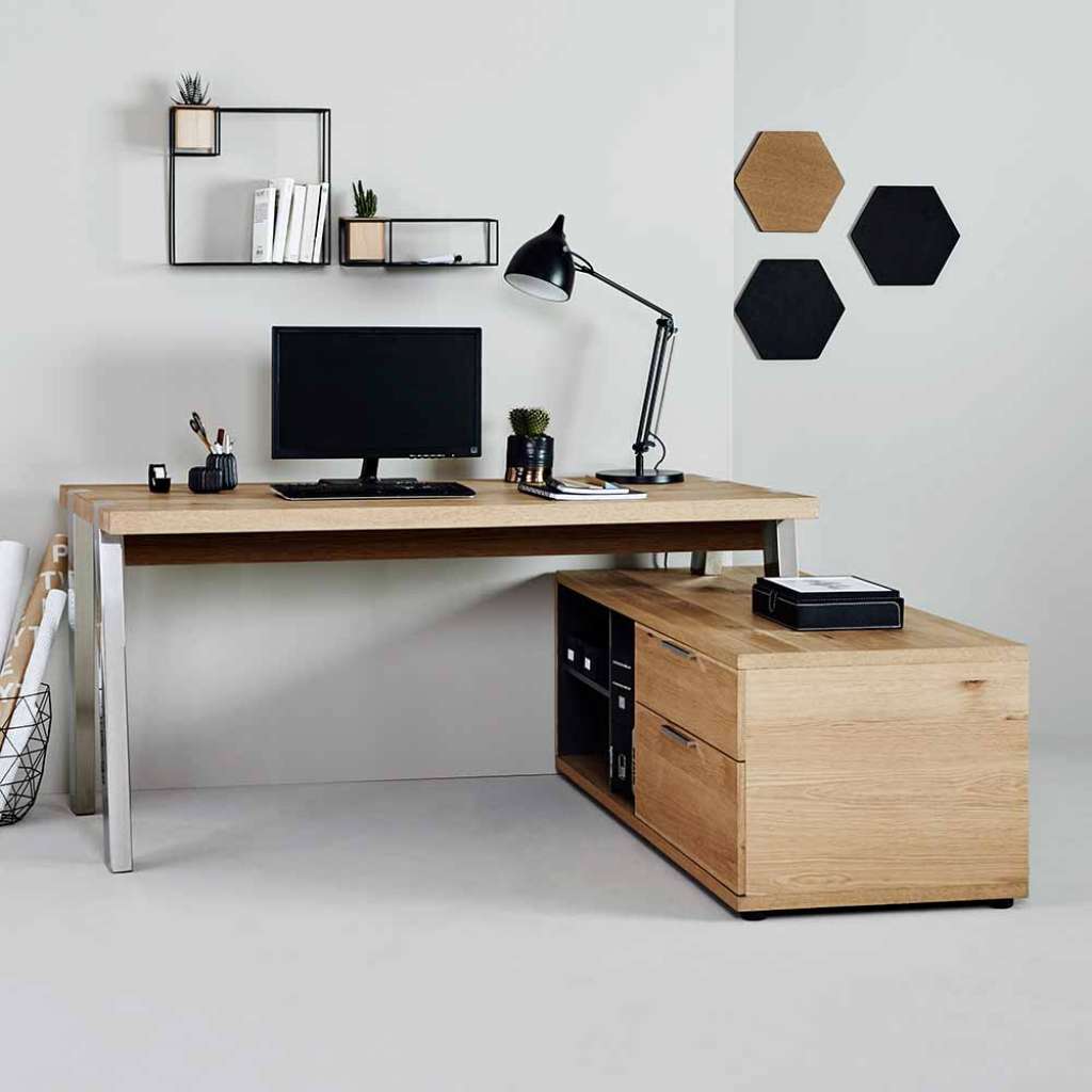 PC Schreibtisch mit Wildeiche furniert modern