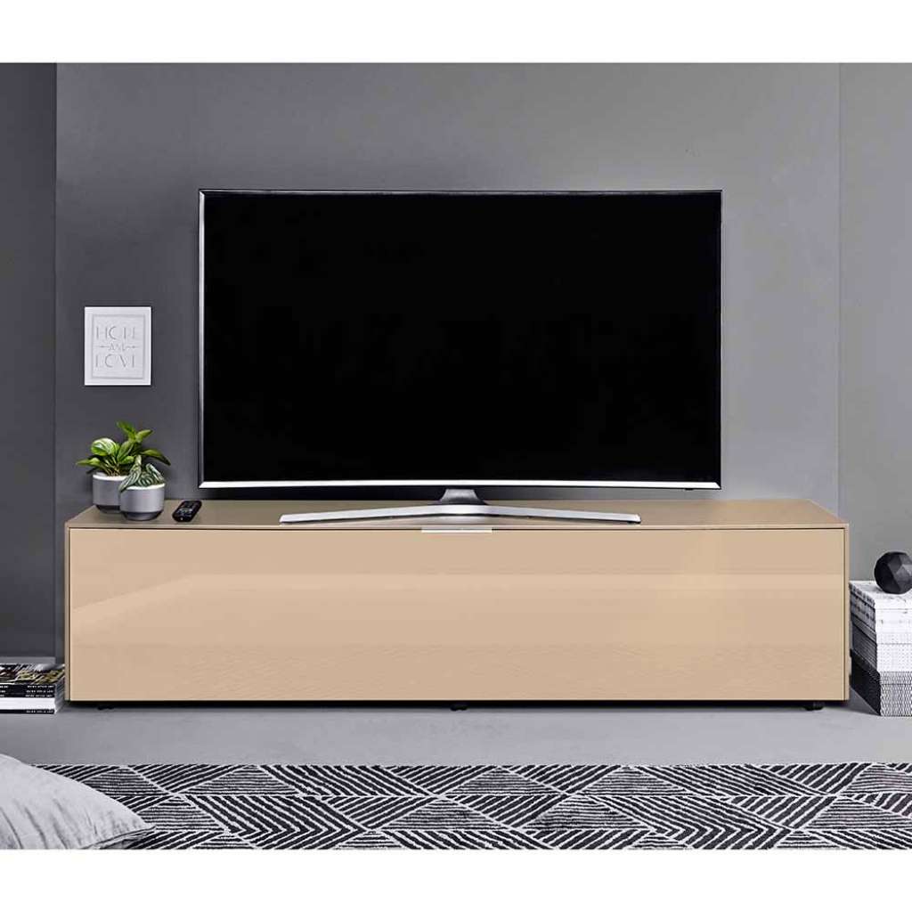TV Board in Beige Glas schalldurchlässig