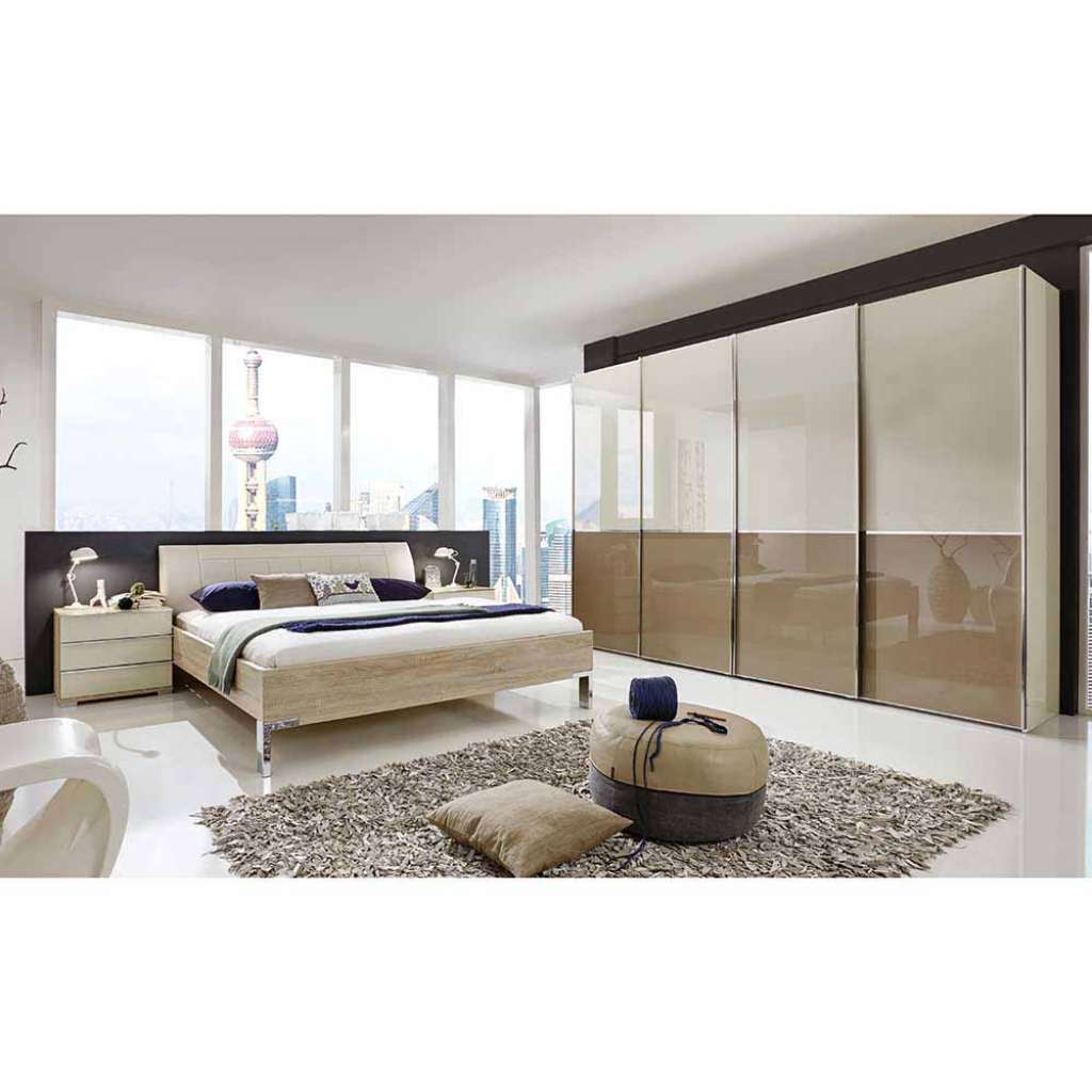 Schlafzimmerset in Eiche Sägerau Creme Weiß modern (4-teilig)