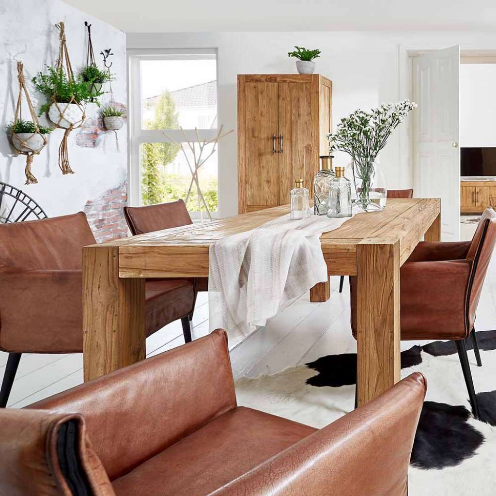 Esstisch aus Teak Recyclingholz Rustikal