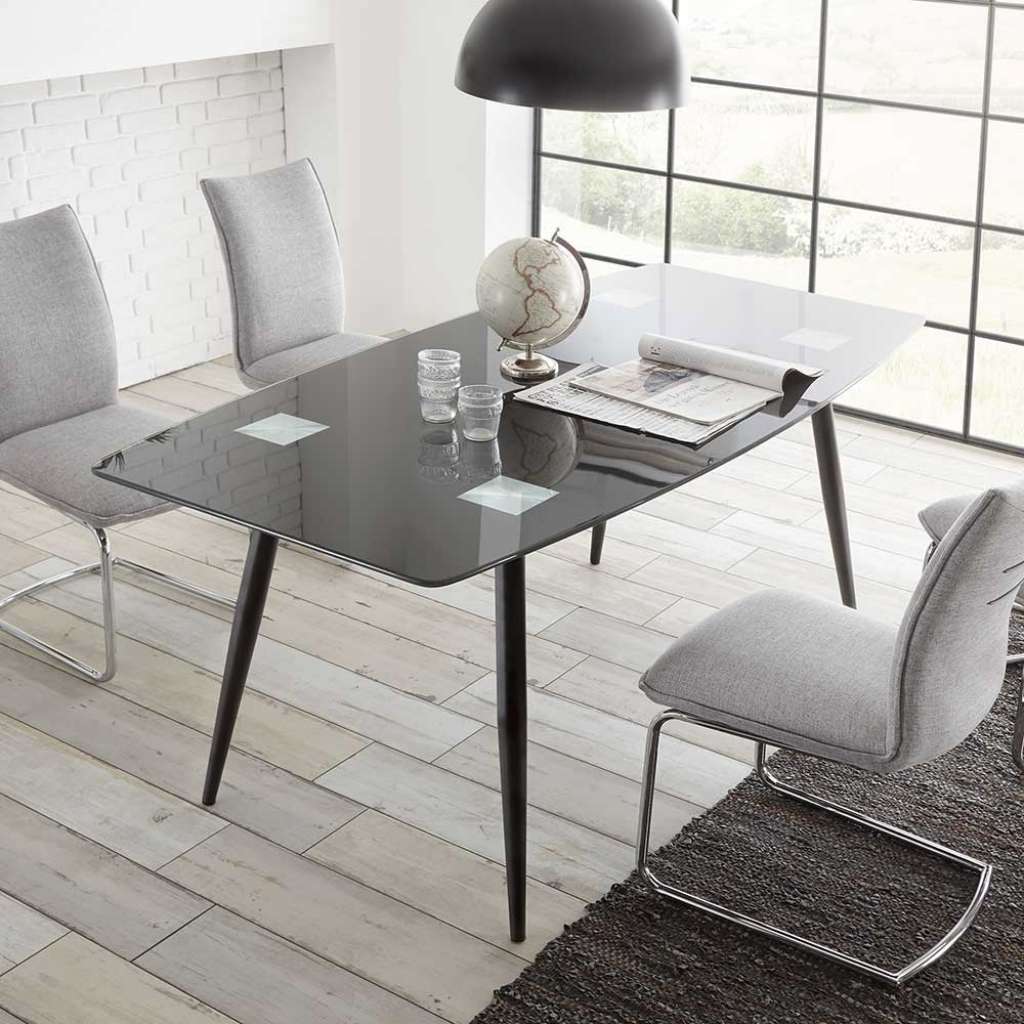 Esstisch aus Glas Anthrazit Metall