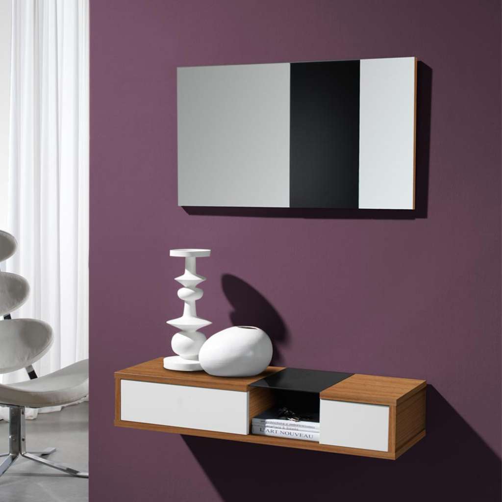 Dielen Set in Walnuss Weiß Hochglanz modern (2-teilig)