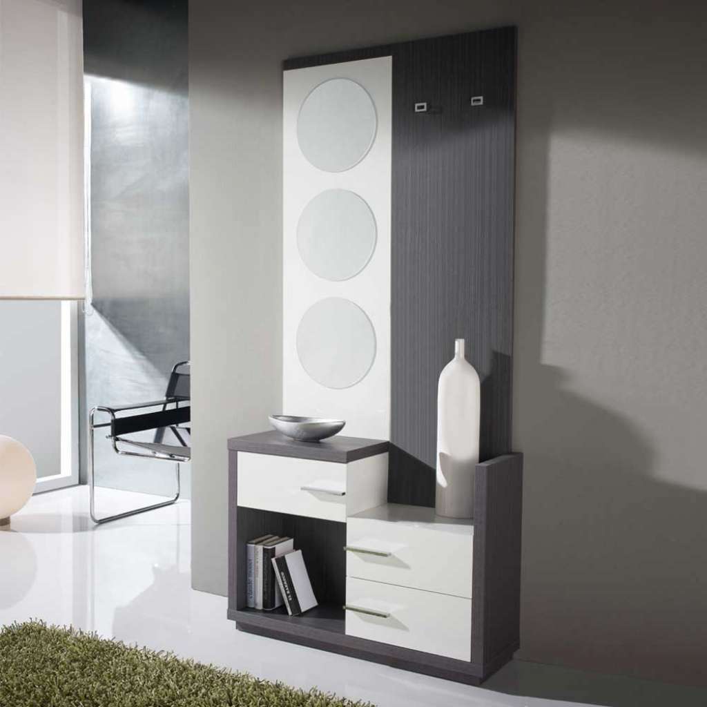 Flurgarderobe in Dunkelgrau Weiß Hochglanz modern