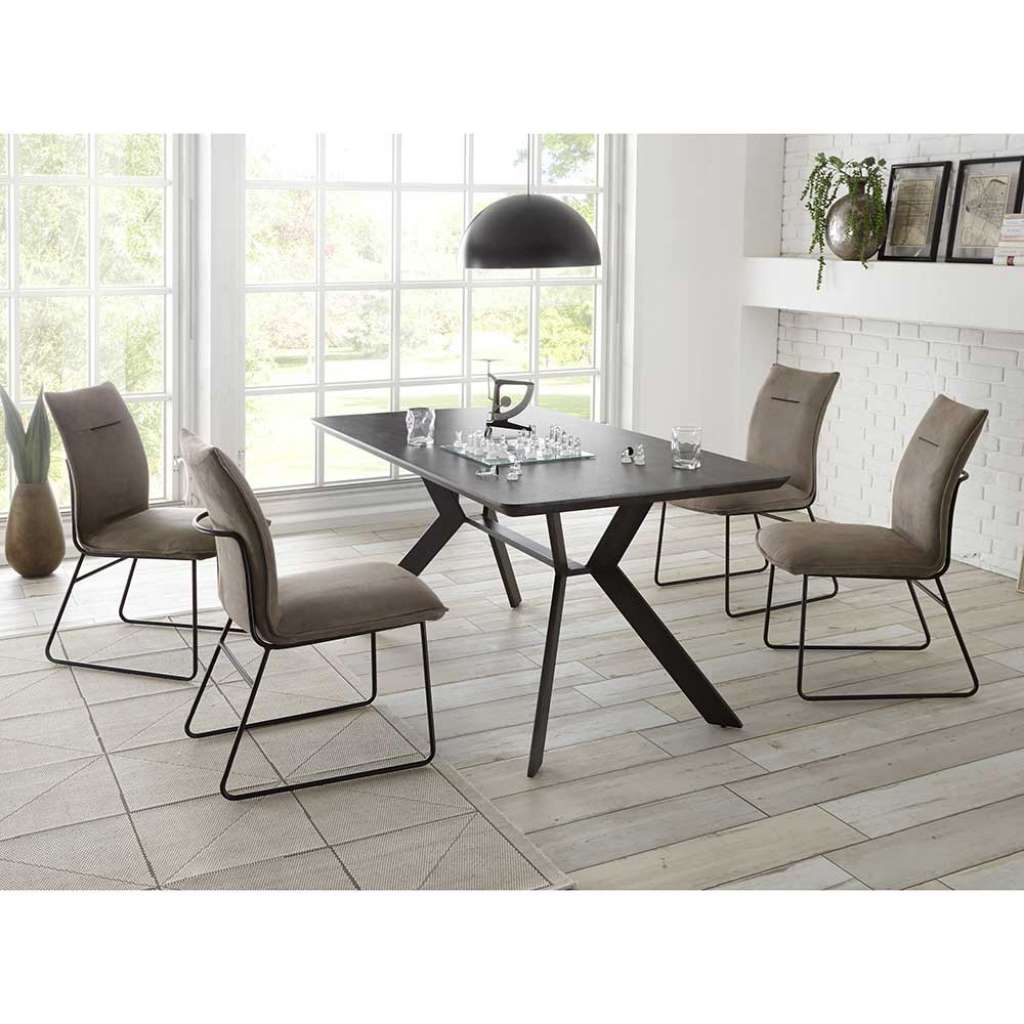 Essgruppe in Taupe Stoff Metall (5-teilig)