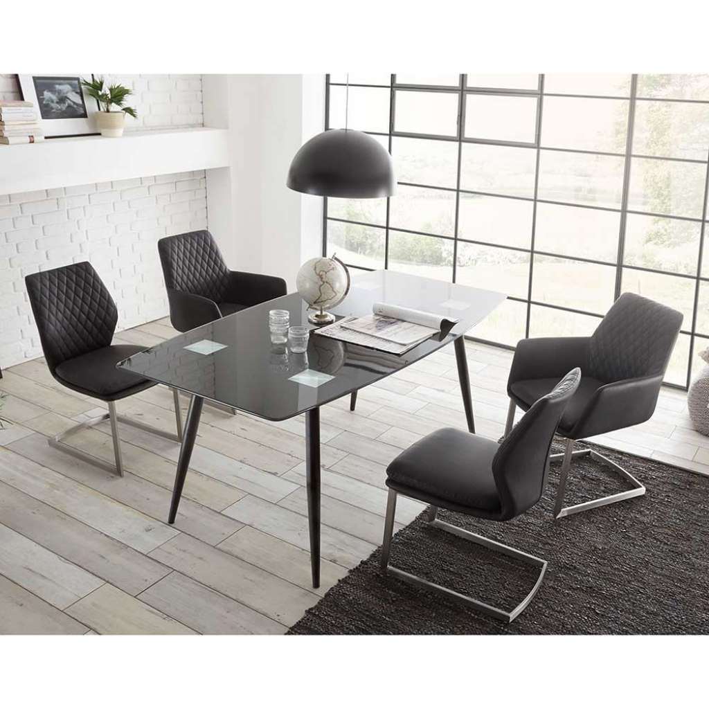 Esszimmergruppe in Schwarz mit Glastisch (5-teilig)