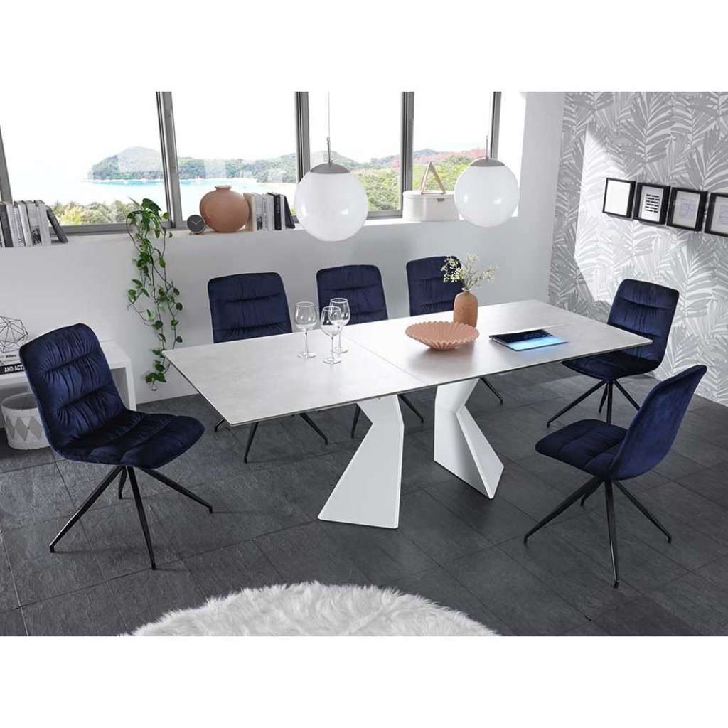 Esszimmergruppe in Weiß Blau modern (7-teilig)