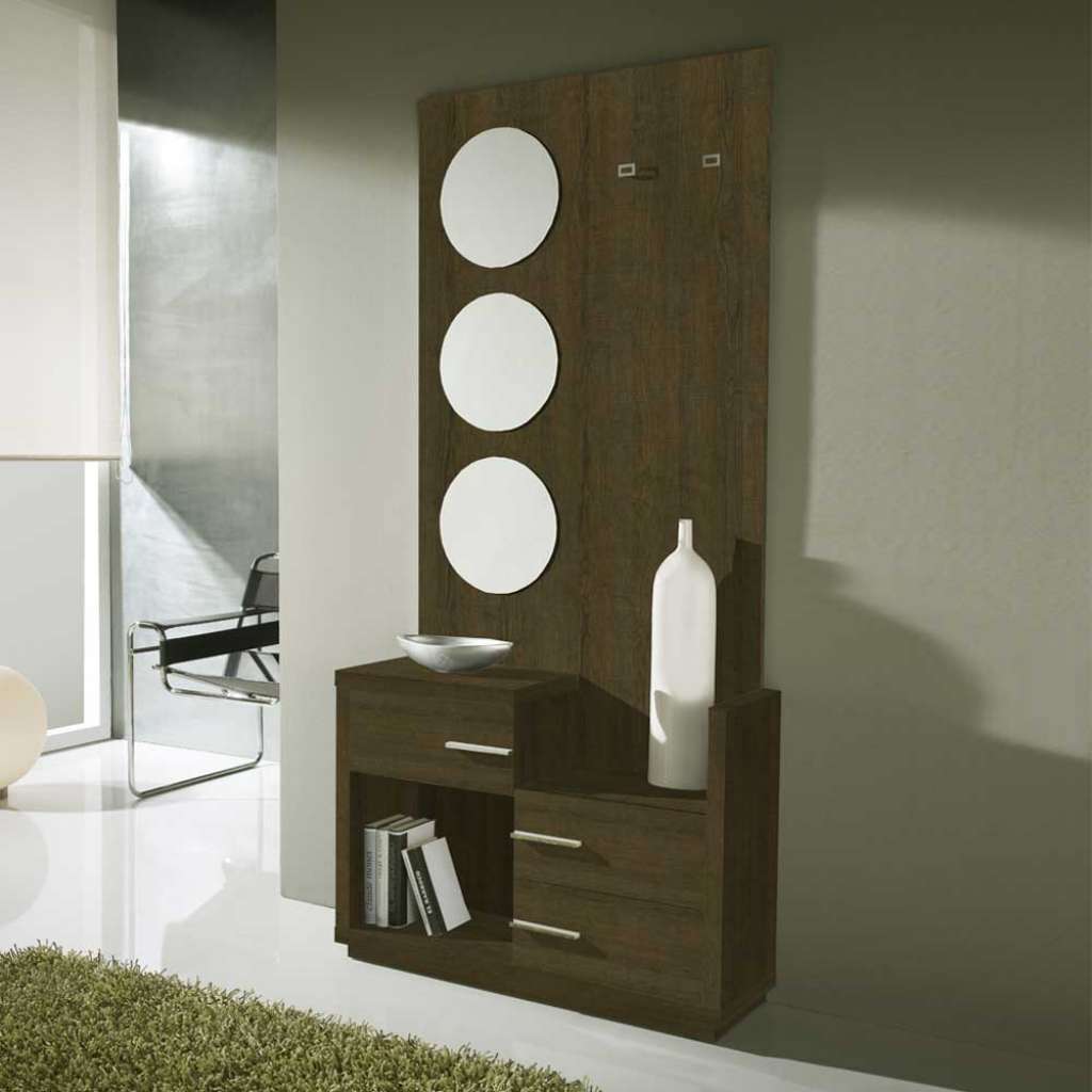 Kompaktgarderobe in Braun Spiegeln