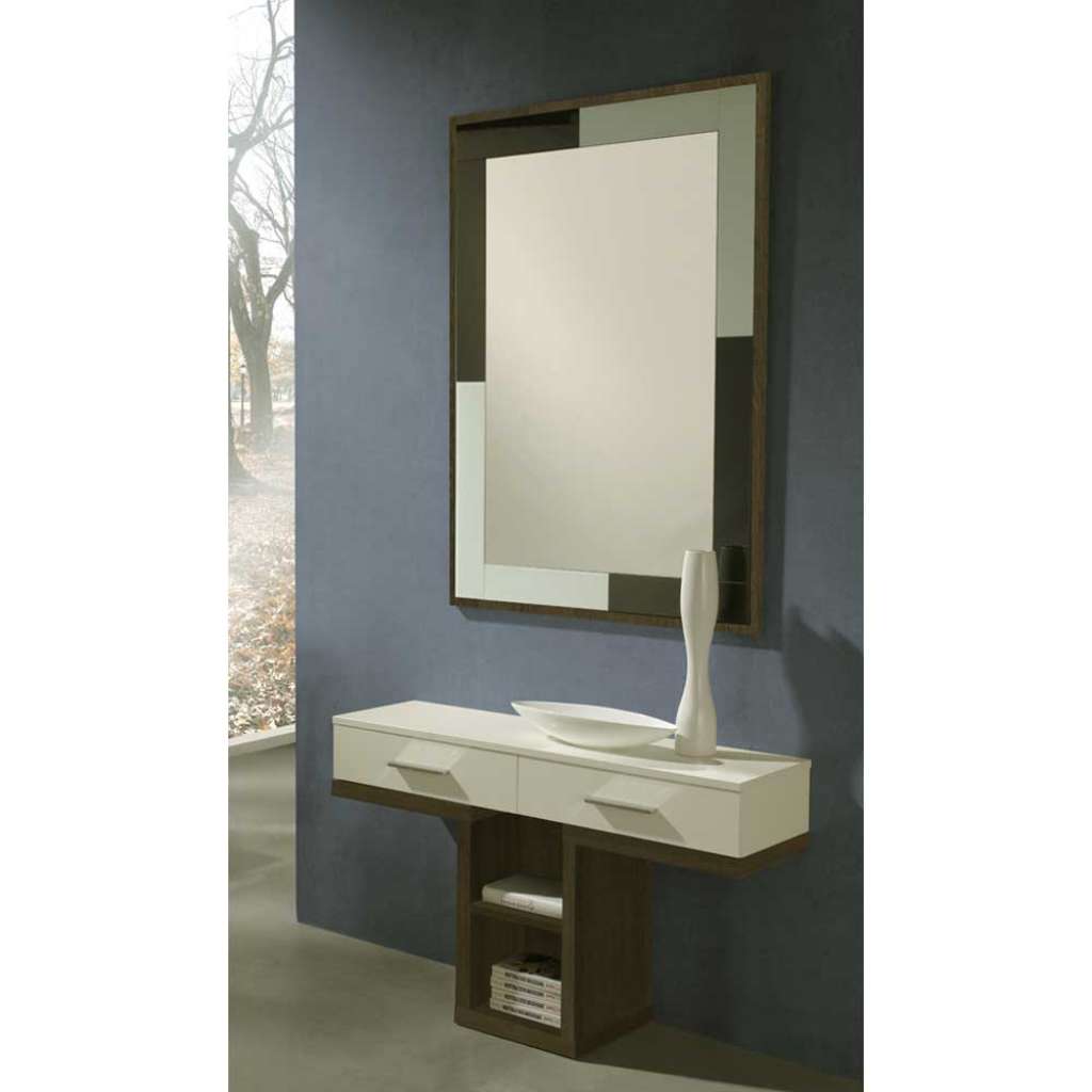Dielenmöbel Set in Weiß Hochglanz Braun modern (2-teilig)