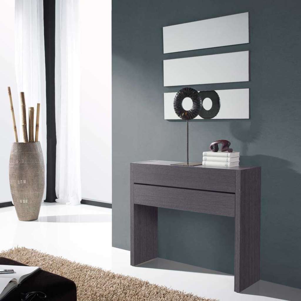 Flurkonsole und Spiegel in Dunkelgrau modern (4-teilig)