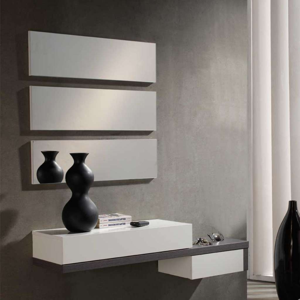 Garderobenmöbel in Weiß Hochglanz Dunkelgrau modern (4-teilig)