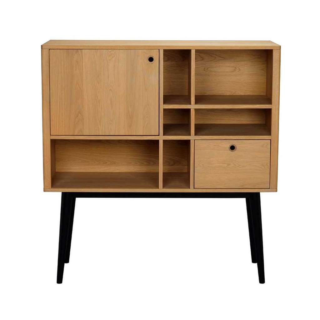 Wohnzimmer Highboard mit Eiche furniert Retro Design