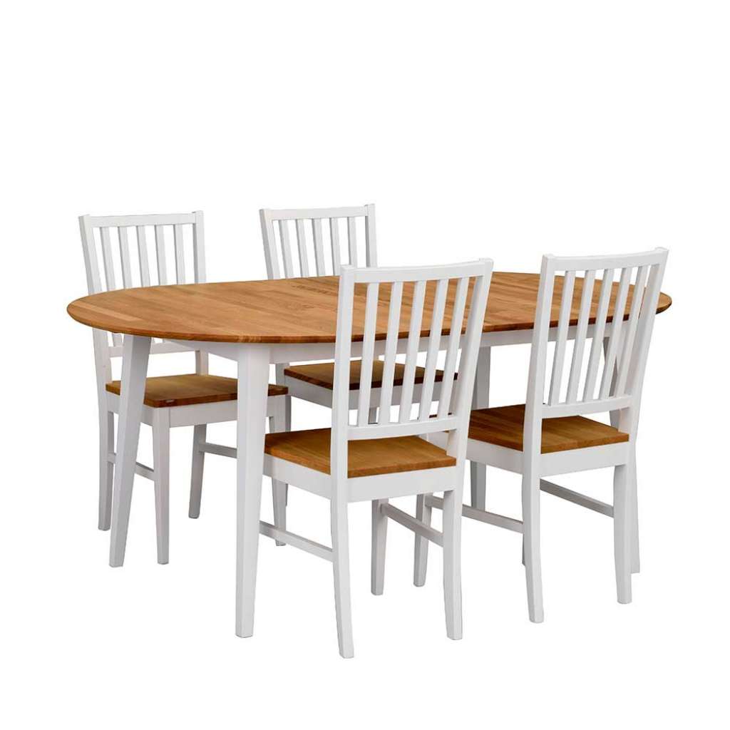 Essgruppe in Weiß und Eiche Skandi Design (5-teilig)