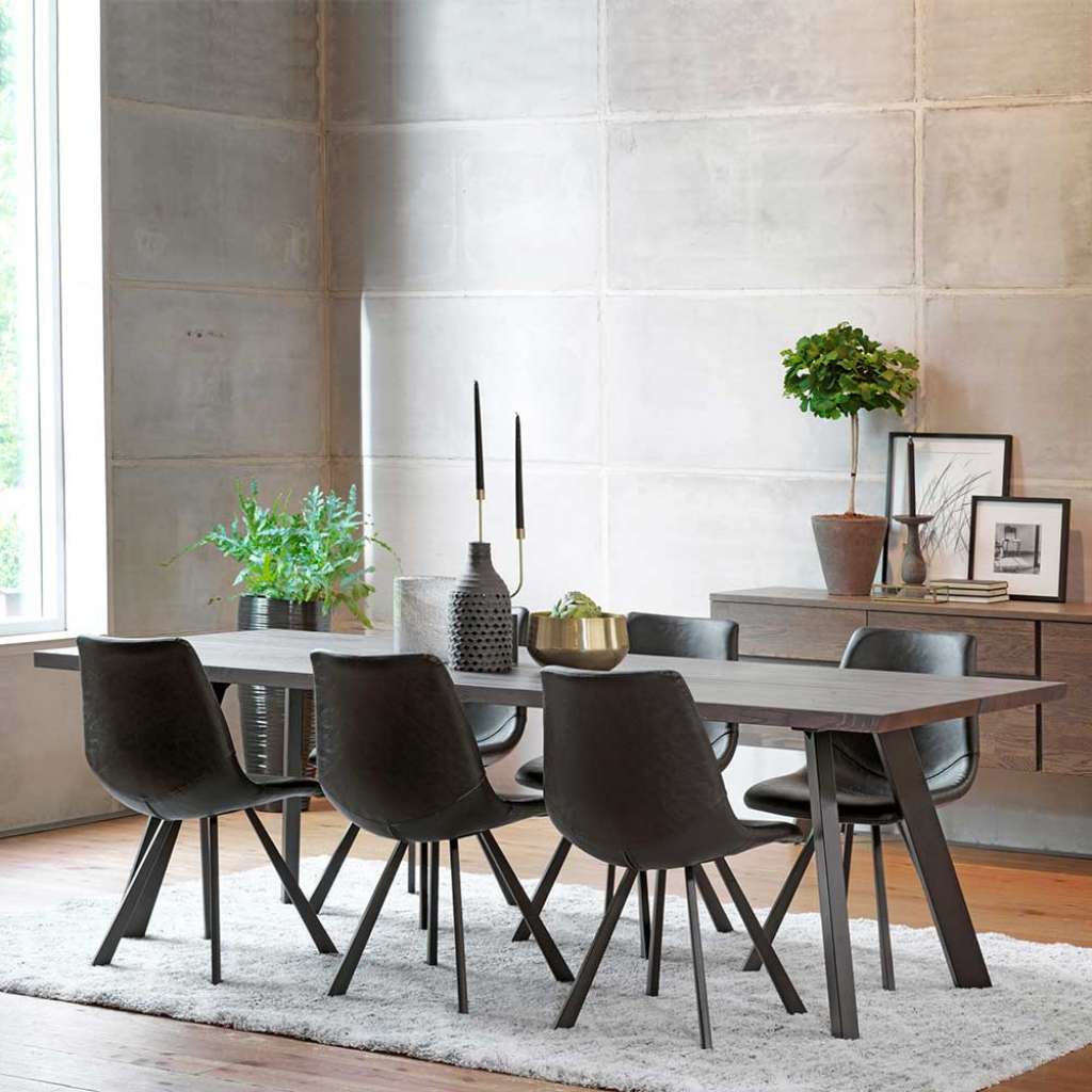 Esszimmergruppe in Dunkelbraun und Schwarz Loft Design (7-teilig)
