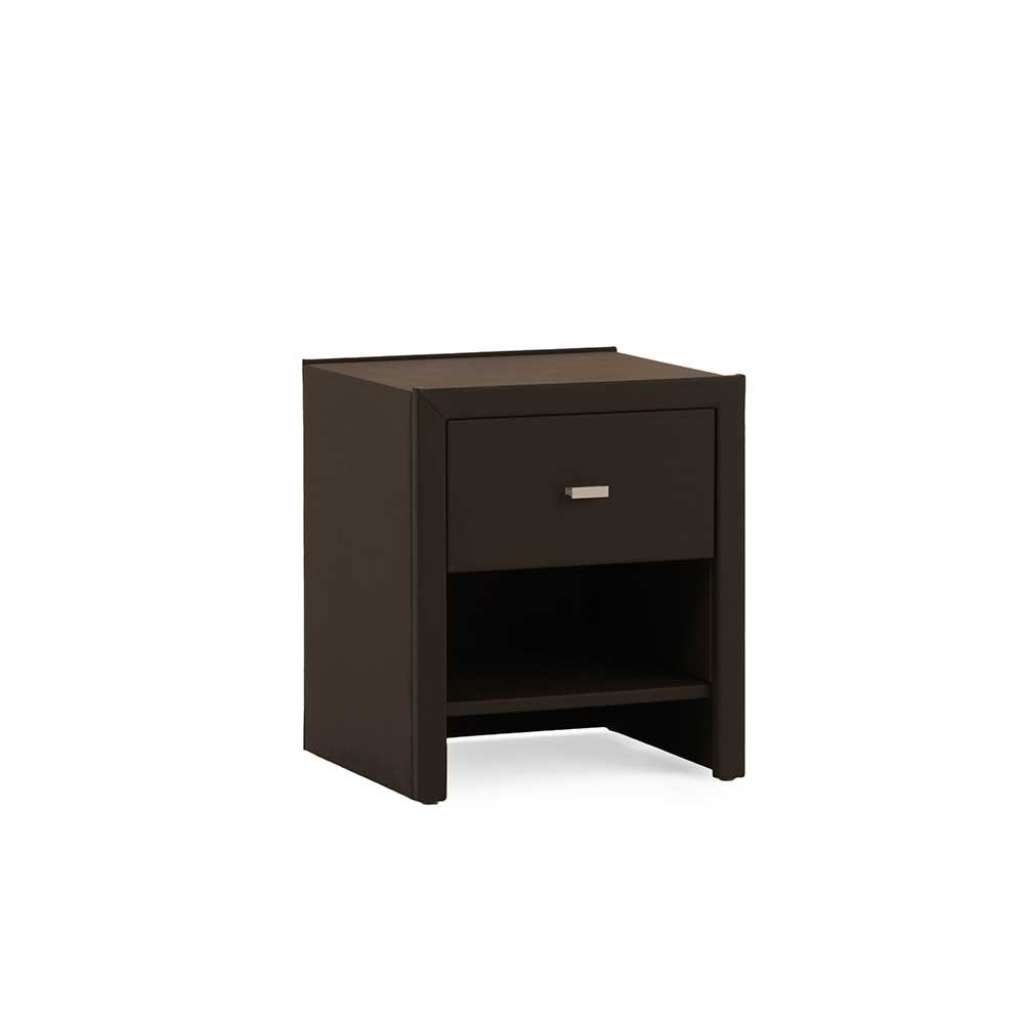 Nachtkommode in Braun Kunstleder mit offenem Fach