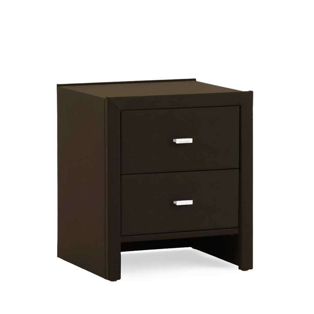 Nachtschrank in Braun Kunstleder 2 Schubladen