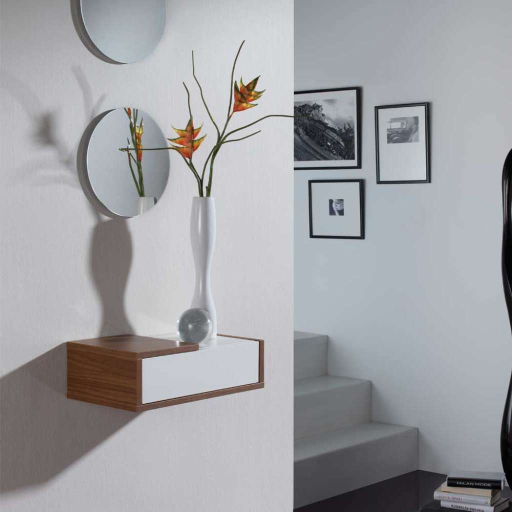 Dielenmöbel in Weiß Hochglanz Walnuss modern (3-teilig)