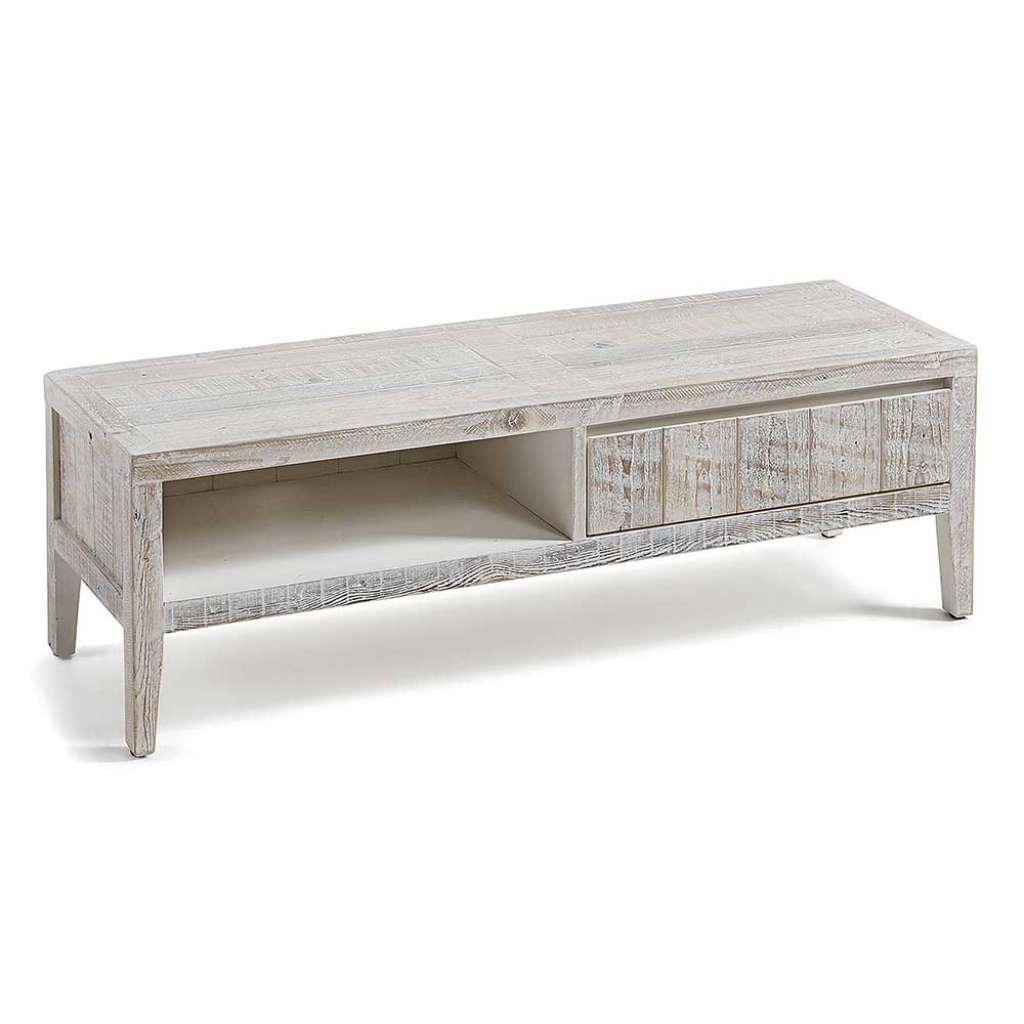 TV Lowboard in White Wash Optik Kiefer Recyclingholz