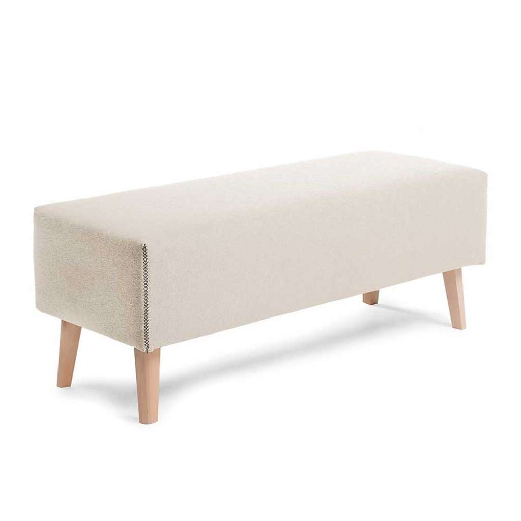 Polsterbank in Beige Stoff Buche Massivholz