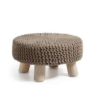 Strick Hocker in Braun Massivholzbeine