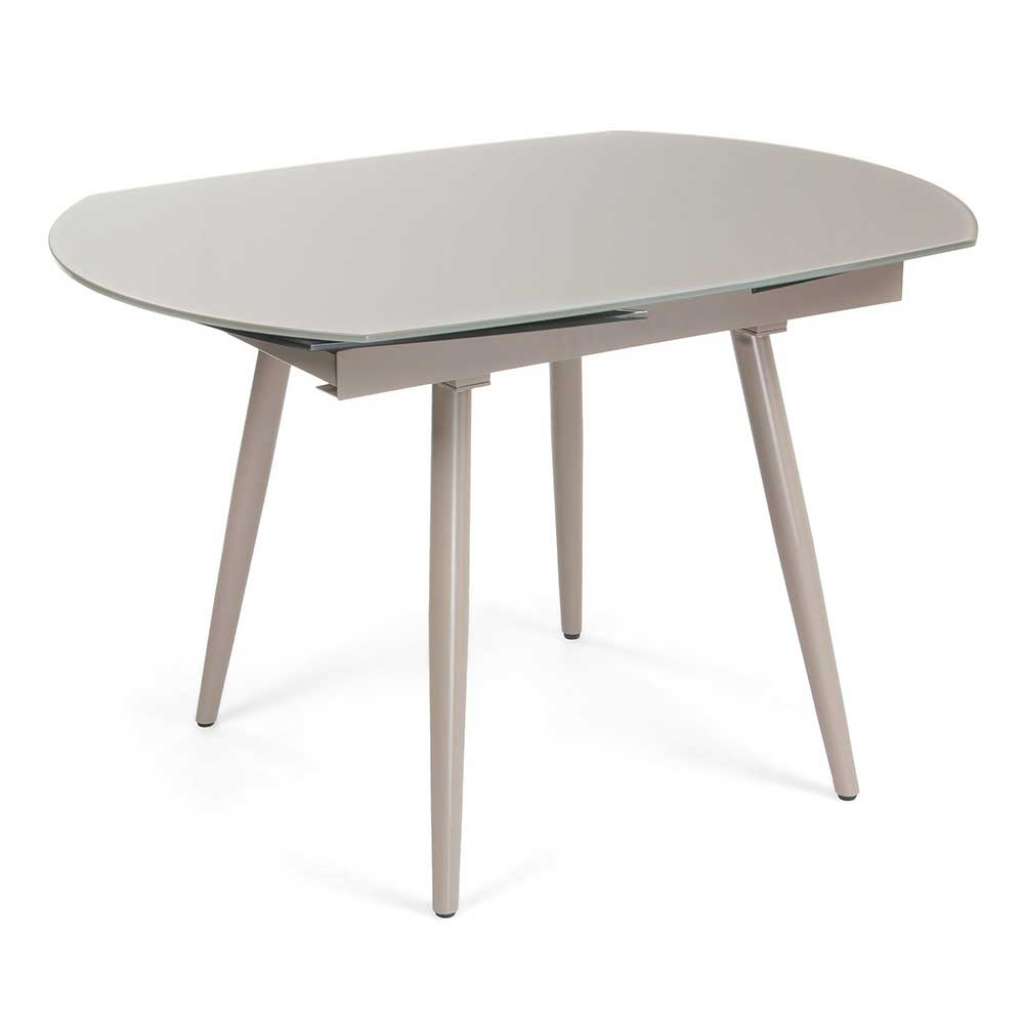 Küchentisch mit ausziehbarer Glasplatte oval