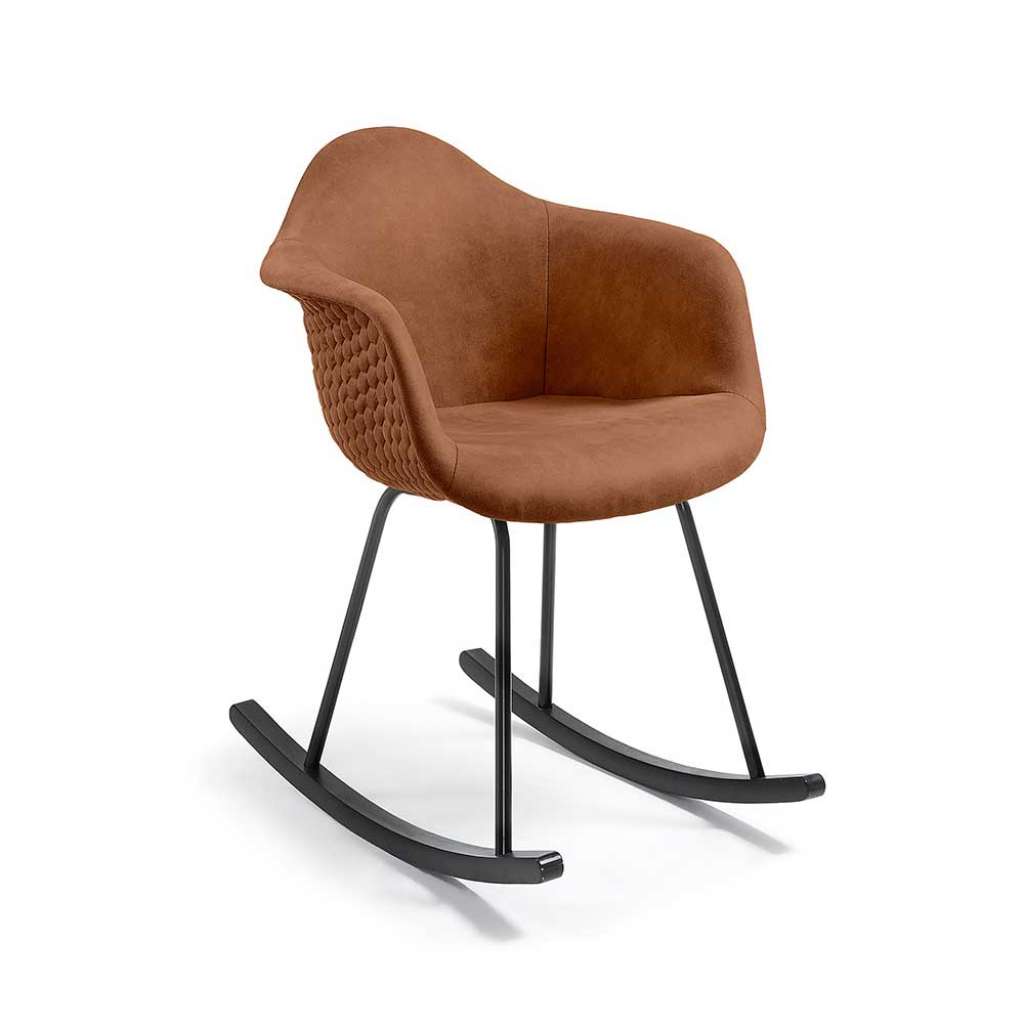 Esszimmer Schaukelstuhl in Braun Stoff modern (2er Set)