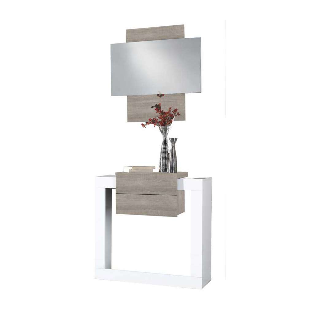 Design Flurmöbel in Weiß Hochglanz Eiche Sonoma modern (2-teilig)