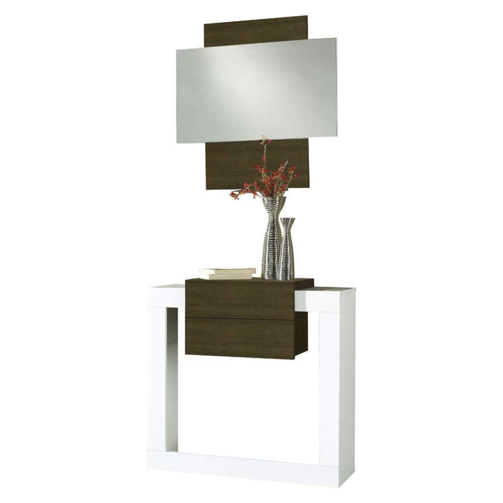Design Dielenmöbel in Weiß Hochglanz Braun (2-teilig)
