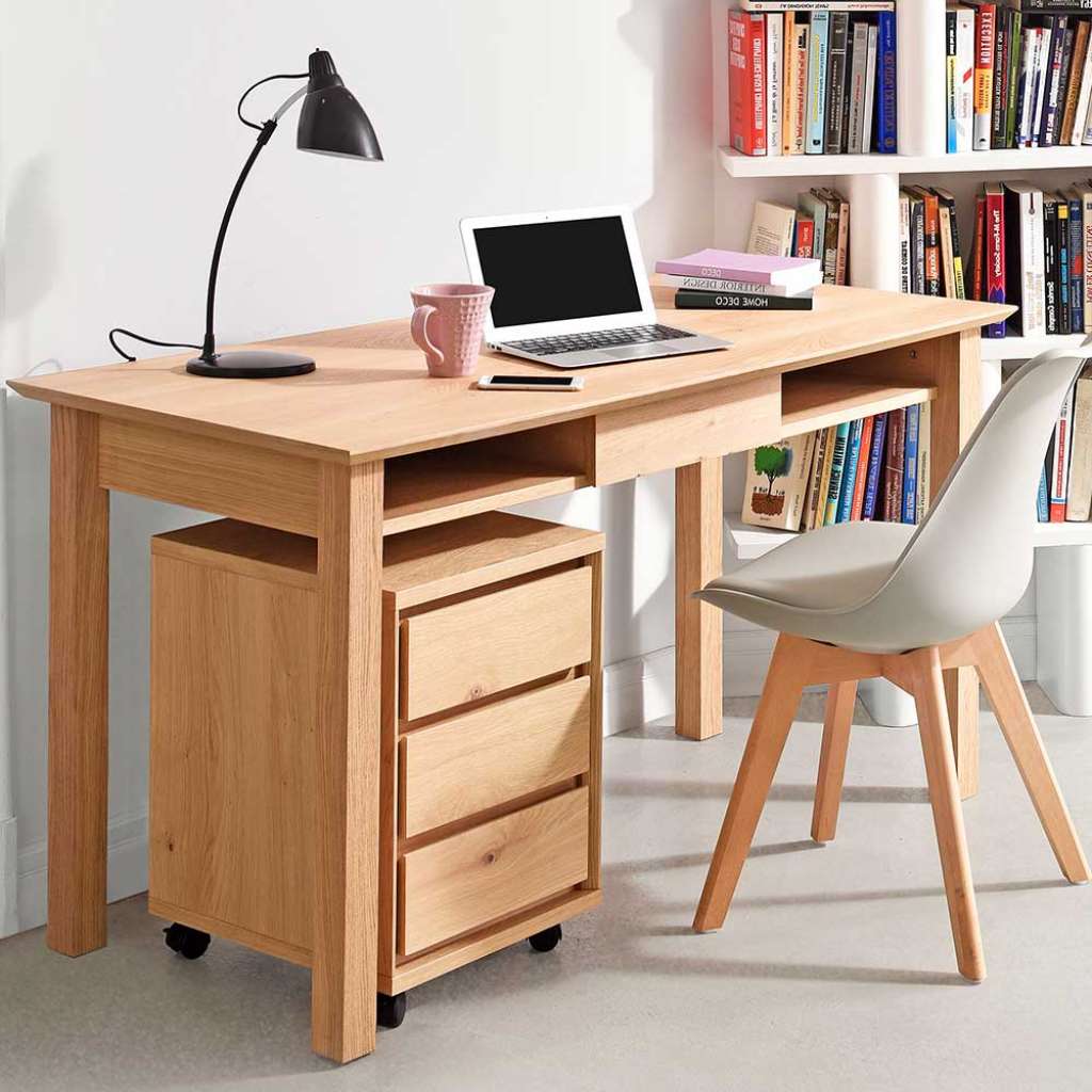 Jugendschreibtisch mit Rollcontainer Eiche furniert (2-teilig)