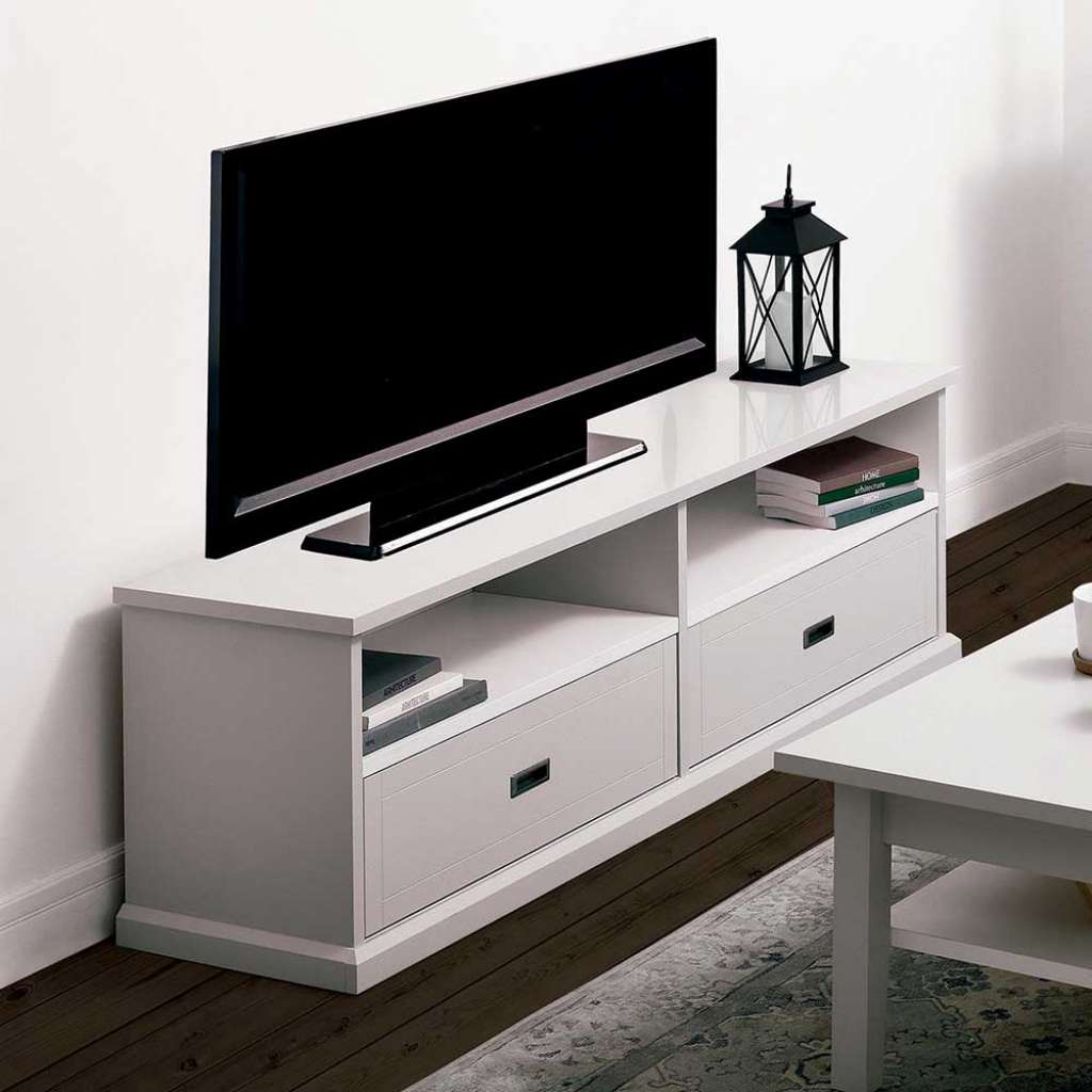 TV Lowboard in Hellgrau Landhausstil
