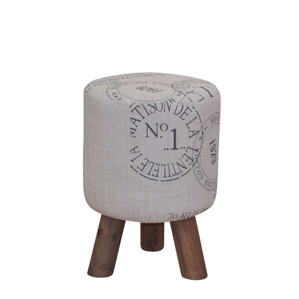 Hocker in Beige Schrift Print