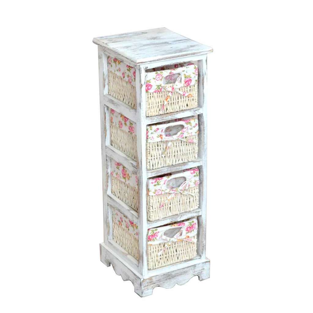 Standregal mit Körben Weiß massiv