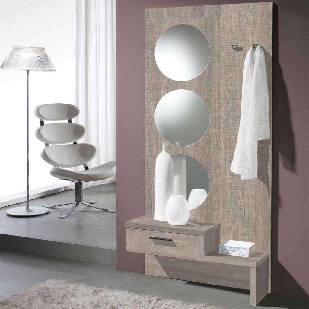 Flurgarderobe mit runden Spiegeln Eiche Sonoma