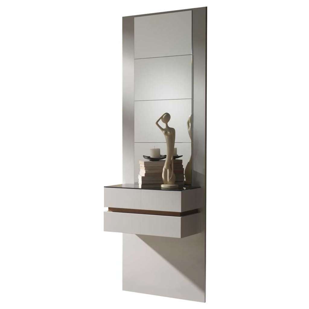 Wandspiegel mit Schubladen in Weiß Hochglanz Walnuss modern