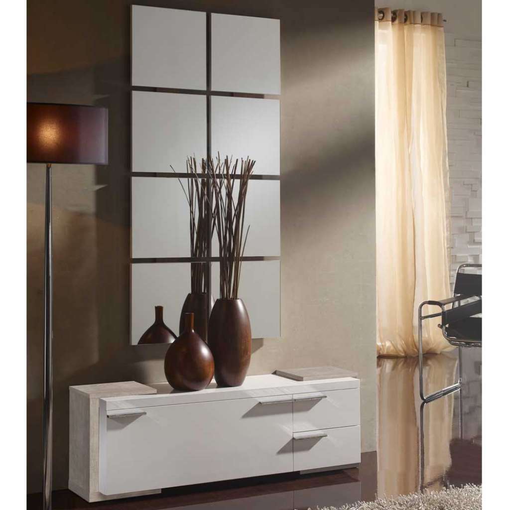 Hängende Flurmöbel in Weiß Hochglanz Eiche Sonoma modern (2-teilig)