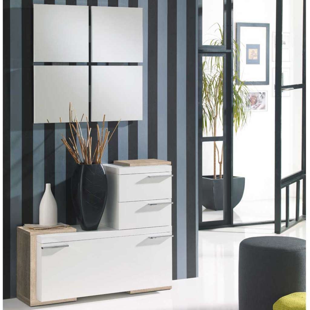 Flurmöbel Set in Weiß Hochglanz Eiche Sonoma modern (2-teilig)